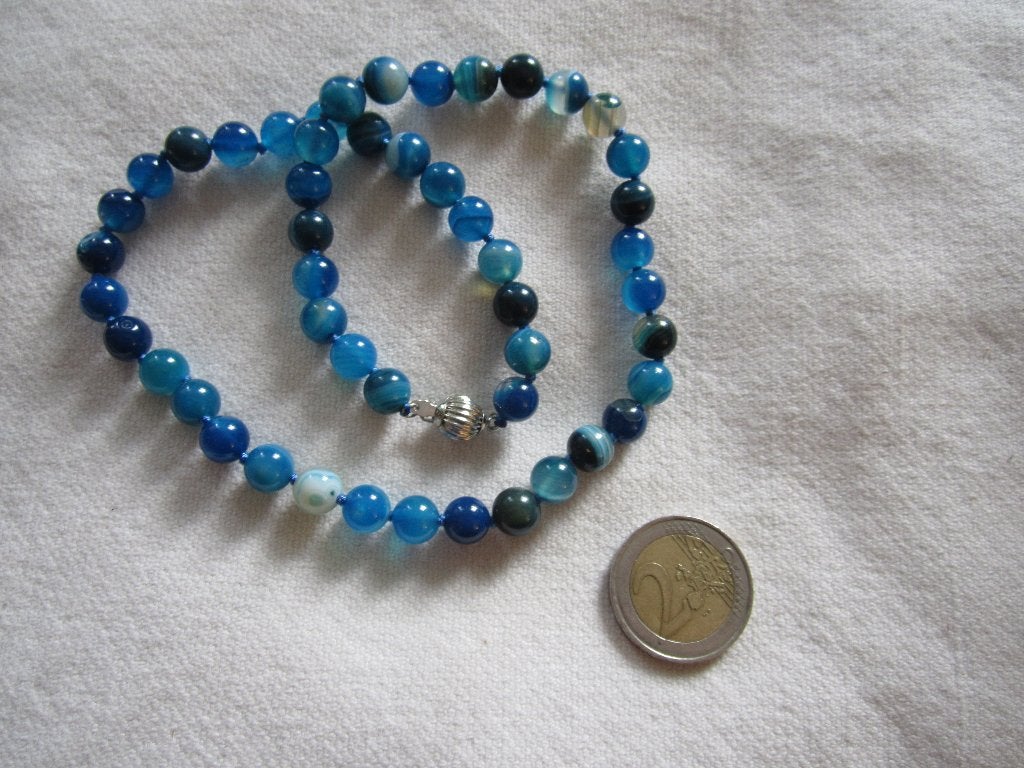40.  Mooie ketting, dyed agaat,  46 cm, Sieraden, Tassen en Uiterlijk, Antieke sieraden, Ophalen, Overige materialen, Ketting