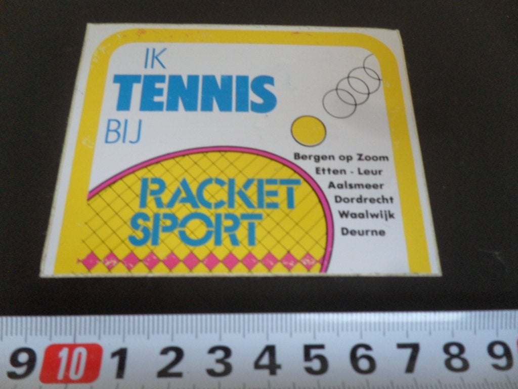 sticker Ik TENNIS bij Racket Sport Deurne Aalsmeer Waalwijk, Ophalen of Verzenden, Zo goed als nieuw