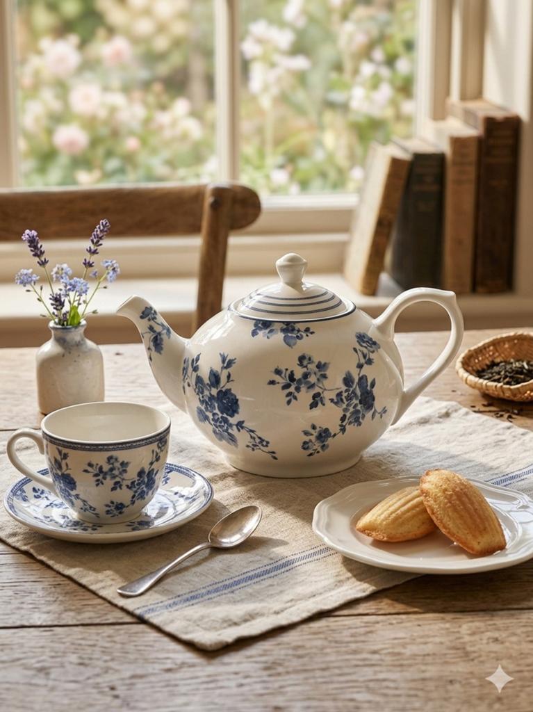 Laura Ashley Theepot met Blauw Bloemenpatroon, Keramiek, Overige typen, Ophalen of Verzenden, Zo goed als nieuw