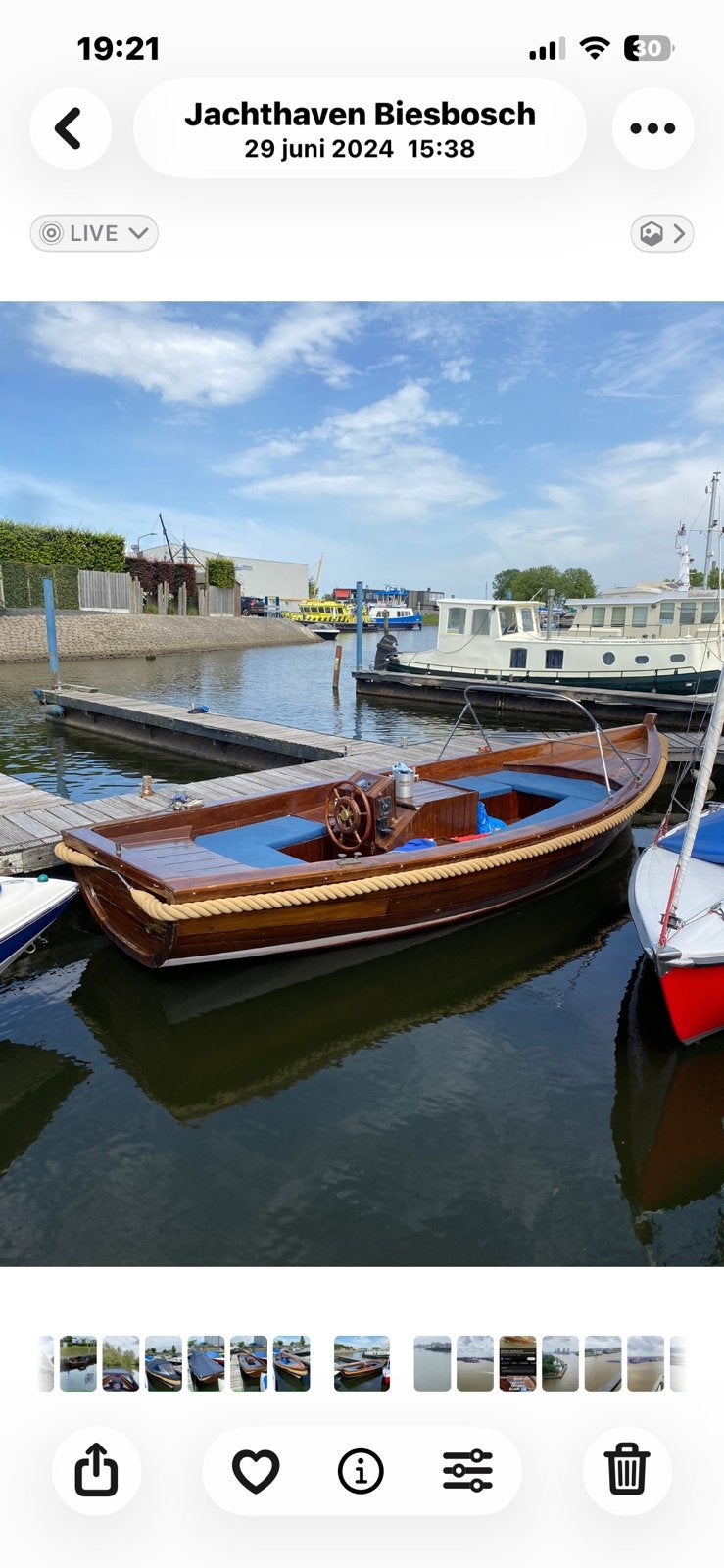 Houten sloep 6.8 mtr, Watersport en Boten, Tender, Gebruikt, Binnenboordmotor, Diesel