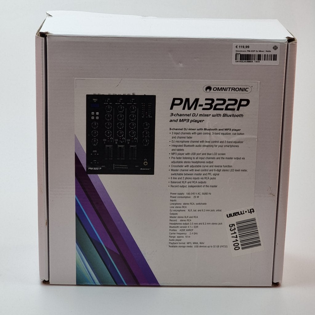 Omnitronic PM-322P DJ Mixer | Nette Staat, Flex Ltd., Zo goed als nieuw, https://flex.com/contact-us, Nobelstraat 10, 5807 GA Oostrum LB, Limburg, Nederland