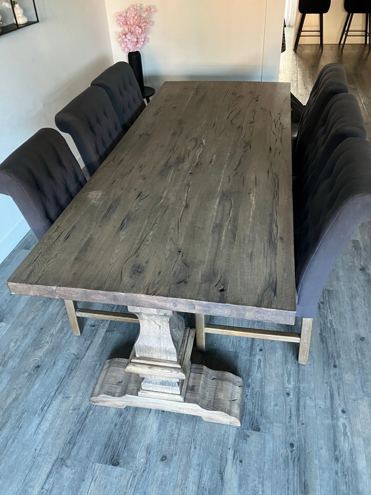 Robuuste Monastaria Menaggio eettafel - Landelijk en stoer, Ophalen, Gebruikt, Eikenhout, 200 cm of meer