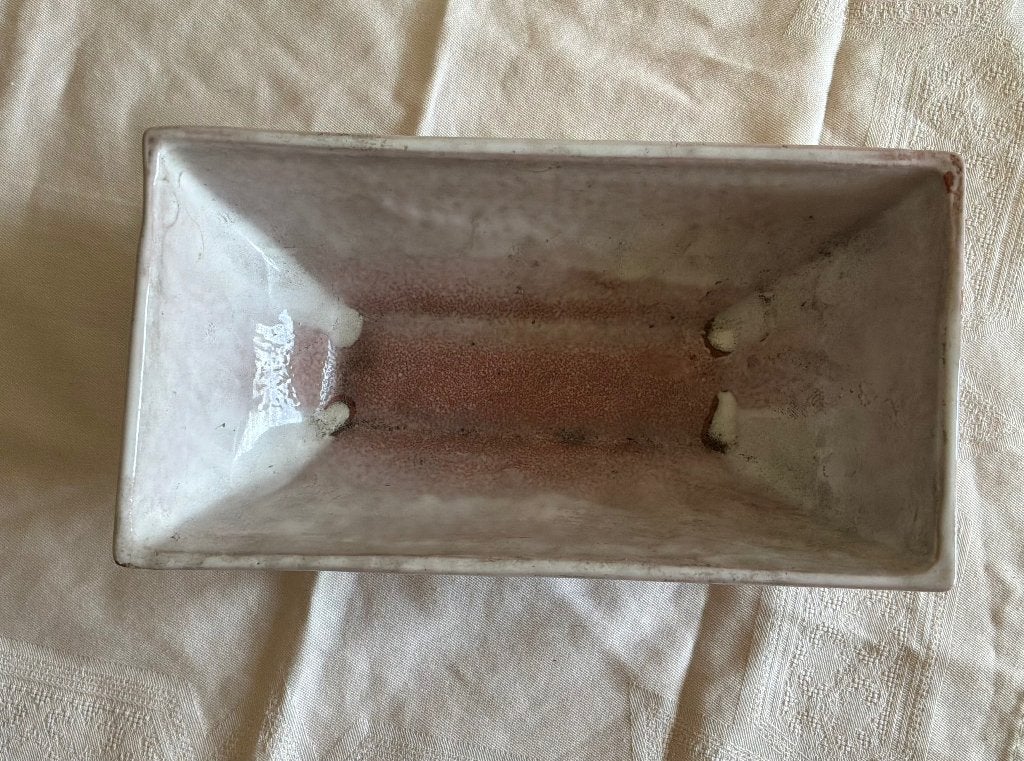 Bloembakje, wit aardewerk, 20x10x7 cm, Tuin en Terras, Gebruikt, Binnen, Ophalen of Verzenden, Aardewerk
