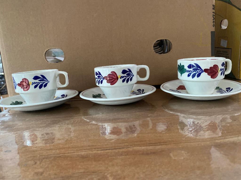 3 kop en schotels, Gebruikt, Ophalen of Verzenden, Kop(pen) en/of Schotel(s), Boerenbont