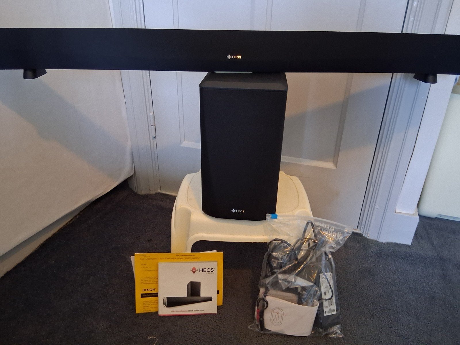 Denon HEOS HomeCinema Soundbar met draadloze subwoofer, Ophalen of Verzenden, Bluetooth, Gebruikt