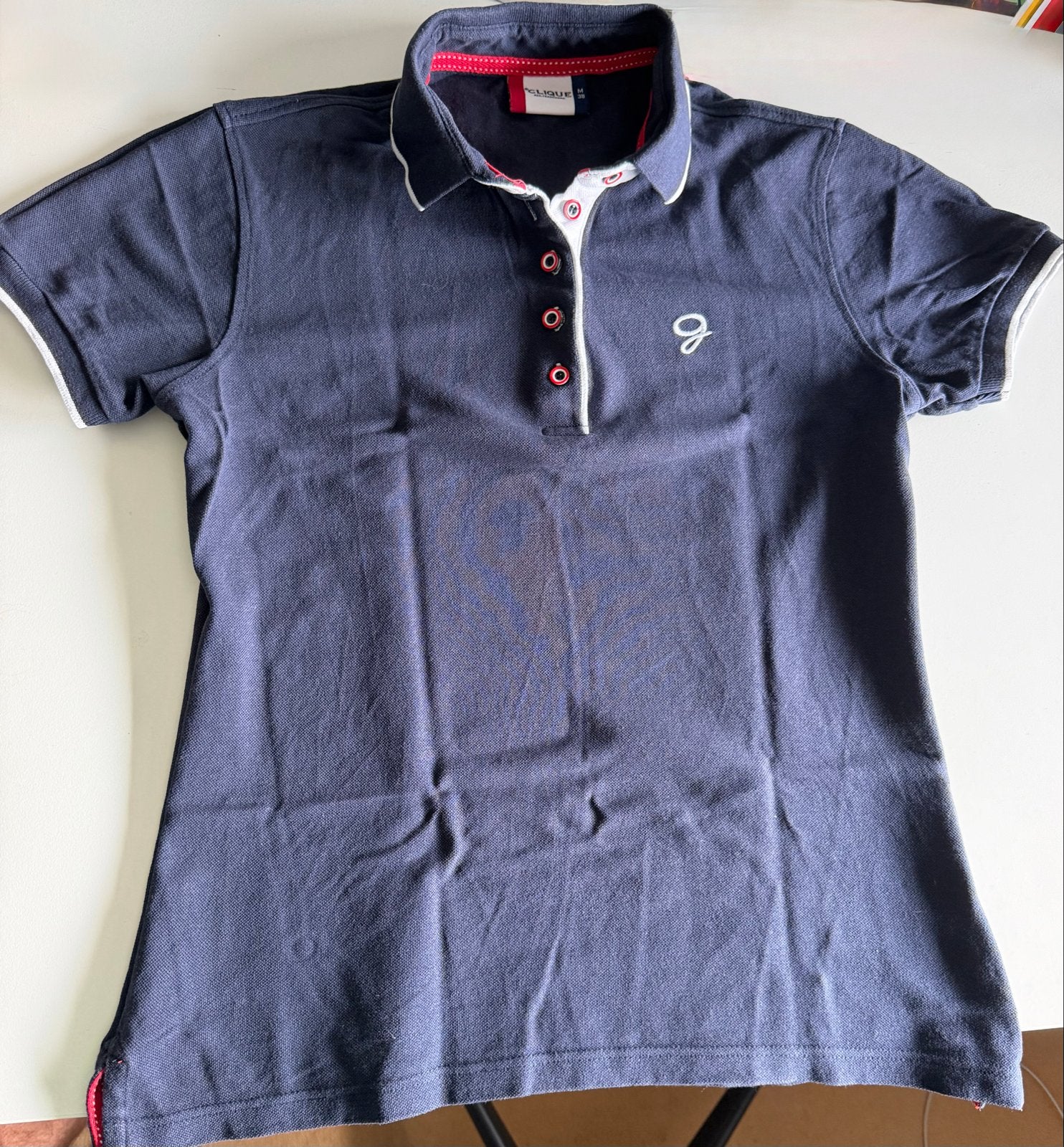 de Graafschap Clique Polo Shirt Maat M 38 Donkerblauw, Blauw, Korte mouw, Gedragen, Ophalen