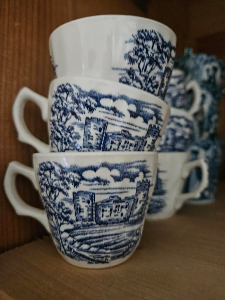 Vintage Engels blauw-wit servies –  British Anchor, Antiek en Kunst, Antiek | Servies los, Ophalen