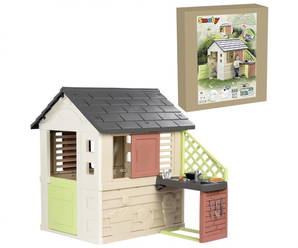 Smoby S.Life Nature speelhuisje met buitenkeuken nu €129.95, Ophalen of Verzenden, Nieuw