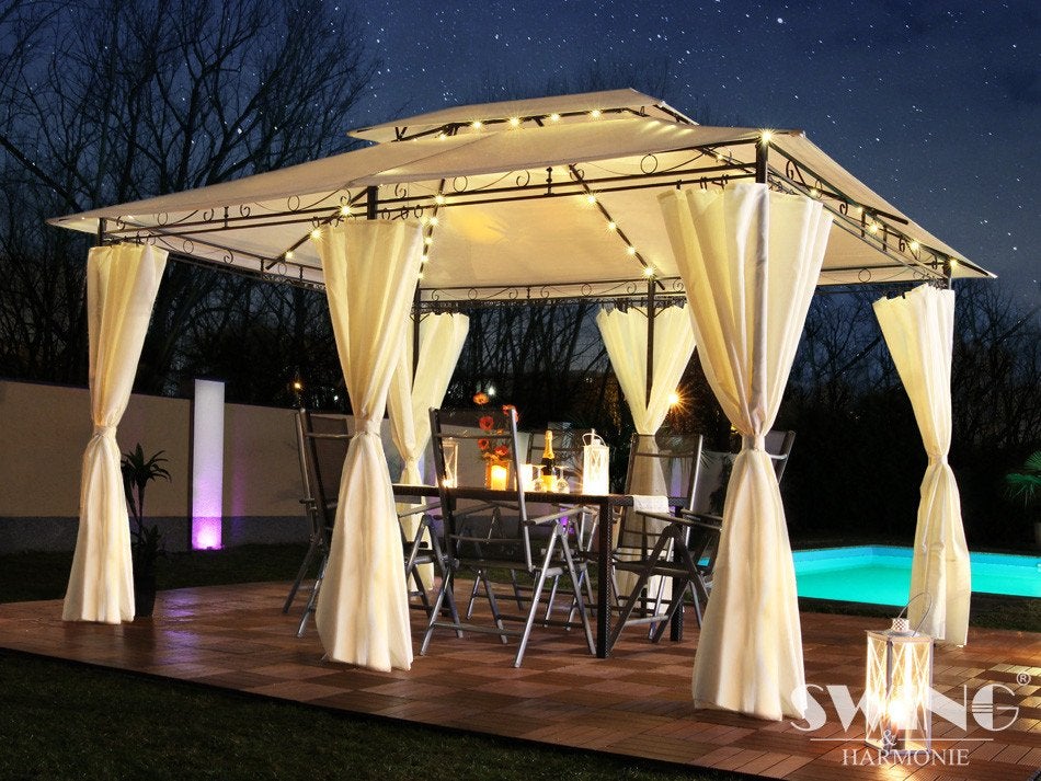 Exclusieve Designer Pavillon Partytent 3x4m Creme Incl. Led, Ophalen, Nieuw, Minder dan 5 meter, Paviljoen