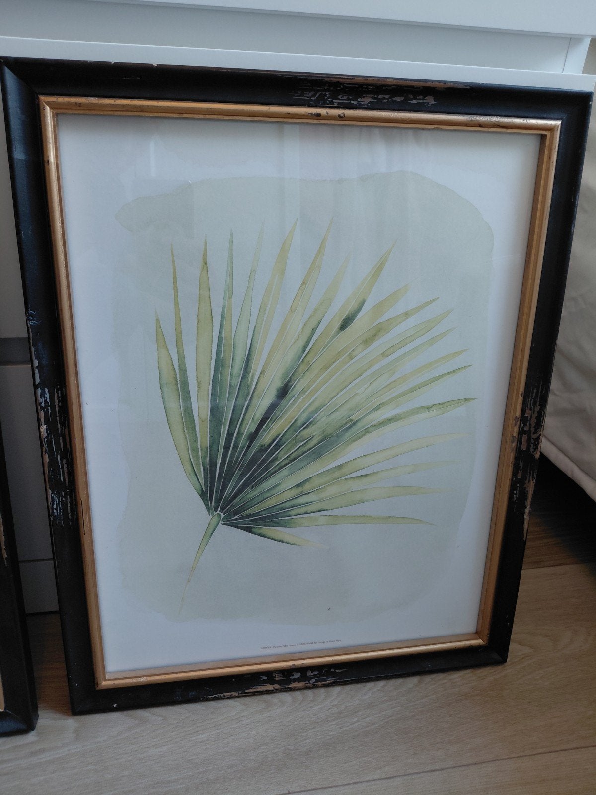 Set van 2 schilderijen met botanische print, Ophalen of Verzenden, Zo goed als nieuw, Minder dan 50 cm, Schilderij