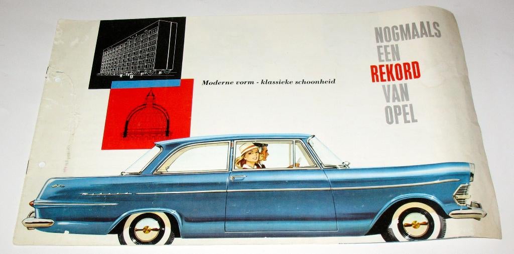 Autofolder Opel Rekord lange folder Nogmaals, Ophalen of Verzenden, Gelezen, Opel