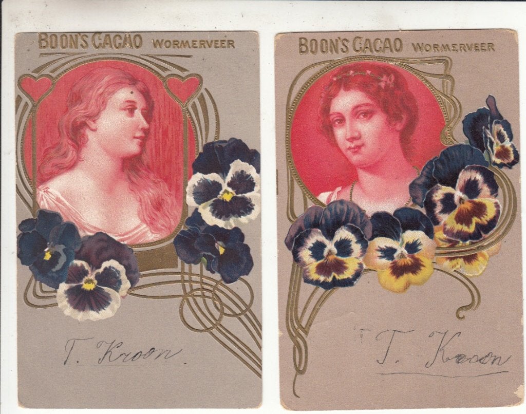 Wormerveer - Fantasie - Reclame Boon's Cacao - 2x, Ophalen of Verzenden, Voor 1920, Gelopen, Noord-Holland
