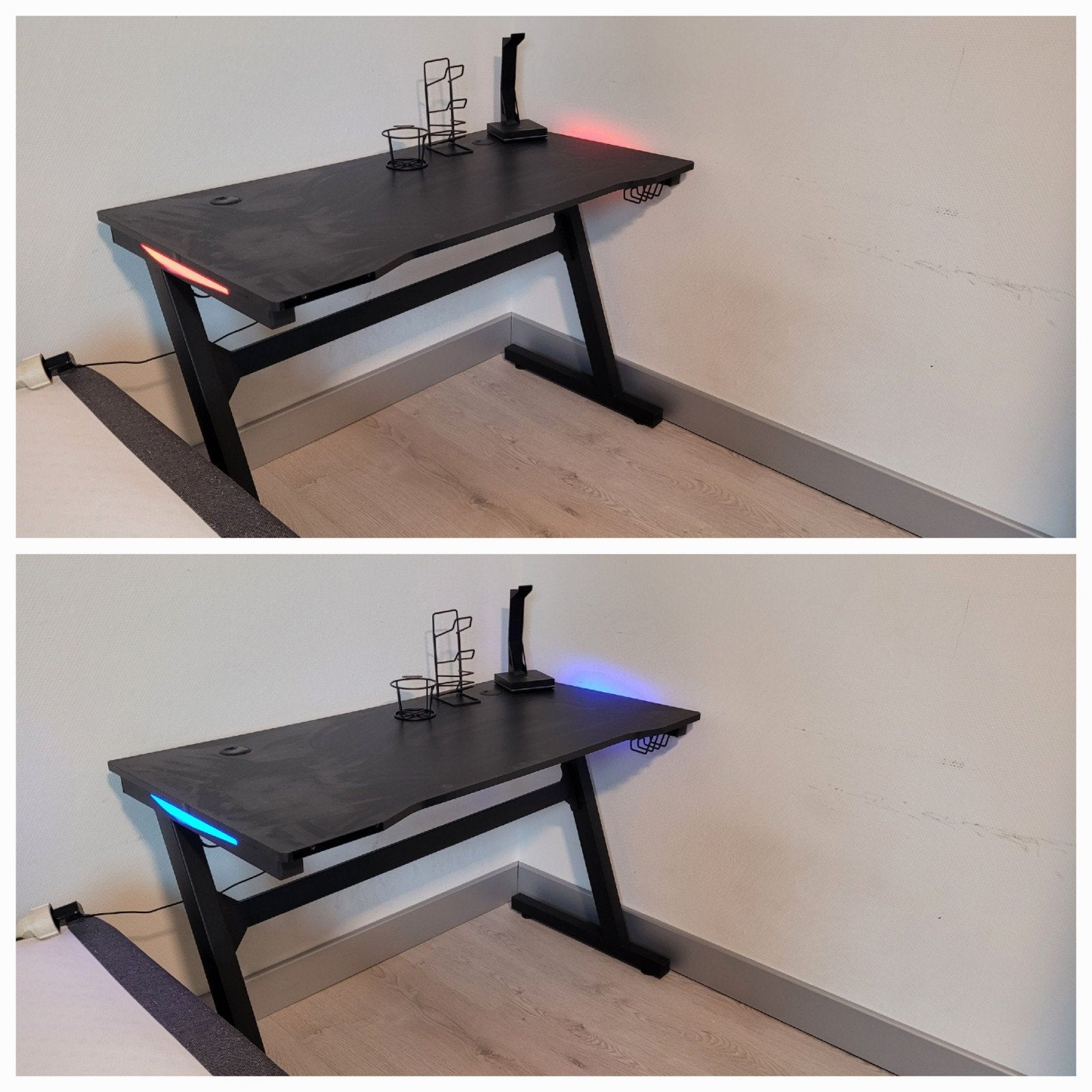 Gamingbureau 110cm met LED verlichting en wat accessoires, Huis en Inrichting, Ophalen, Zwart, Gebruikt, Spaanplaat of MDF