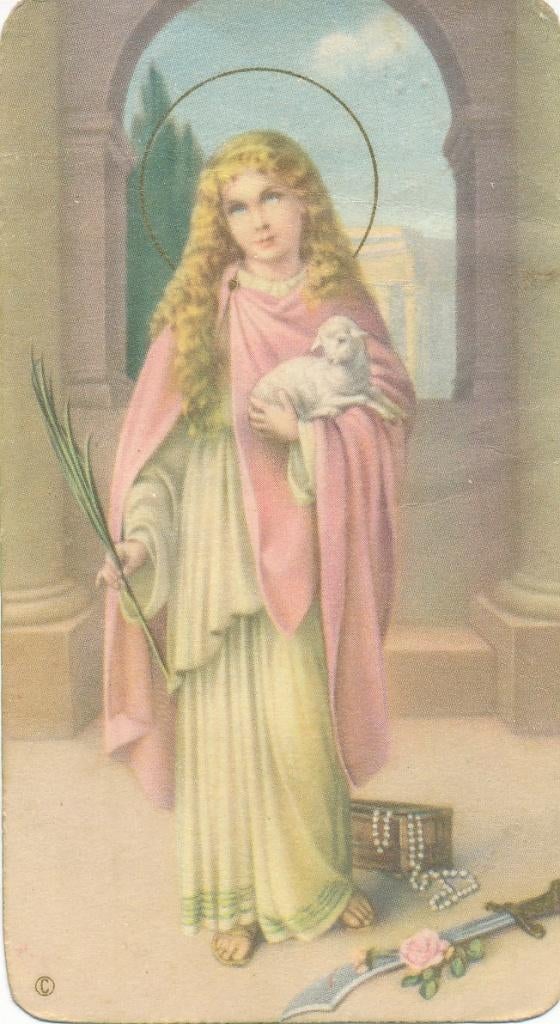 2 devotieprentjes van de H. Agnes, Verzenden, Zo goed als nieuw, Kaart of Prent, Christendom | Katholiek
