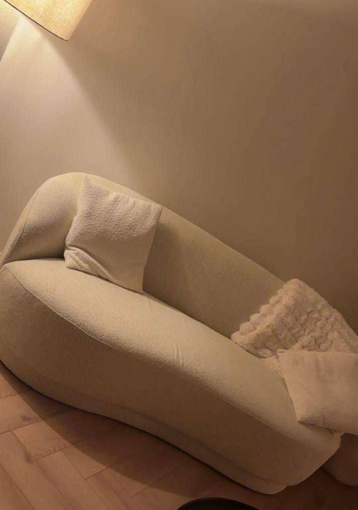 Beige bank, Ophalen, 150 tot 200 cm, Driepersoons, 75 tot 100 cm