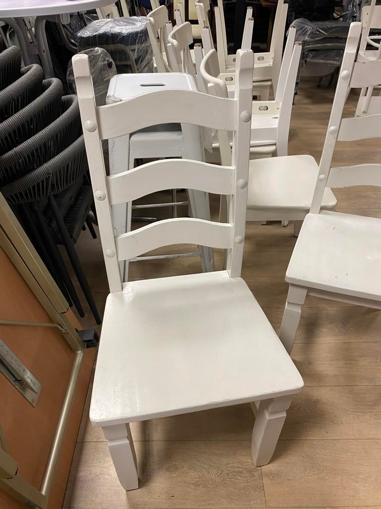 Witte Houten Stoelel 5 stuks, Gebruikt, Wit, Ophalen of Verzenden, Vijf, Zes of meer stoelen