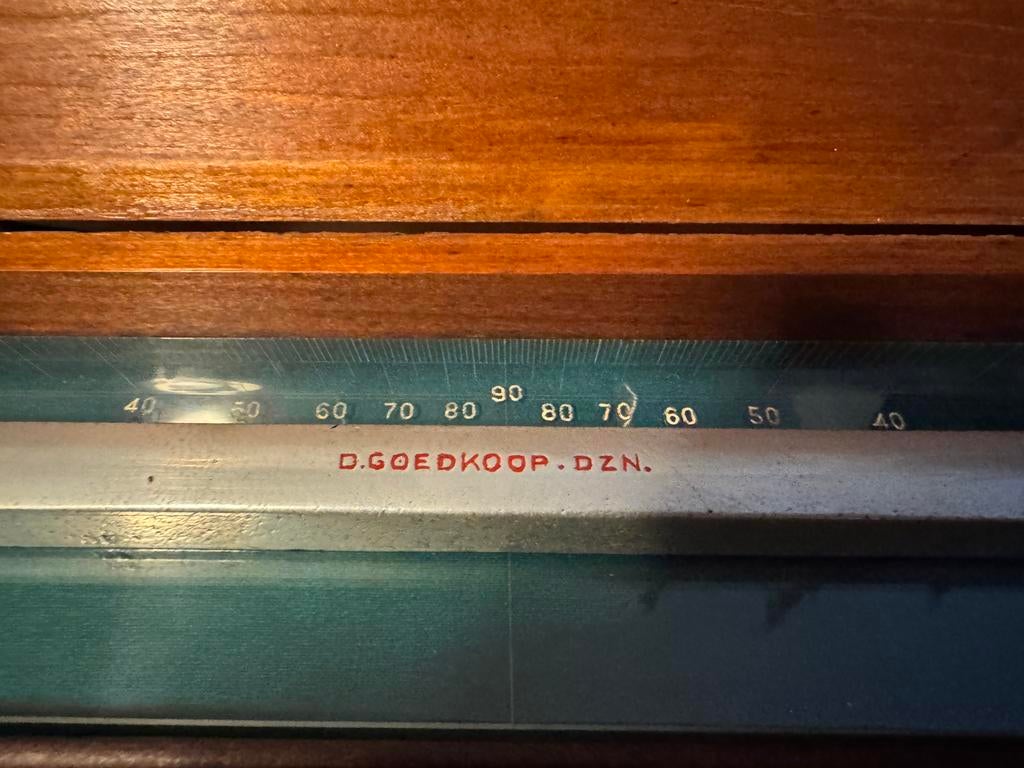 Antieke precisieweegschaal D. Goedkoop Dzn. – in houten kist, Ophalen of Verzenden, Gebruikt