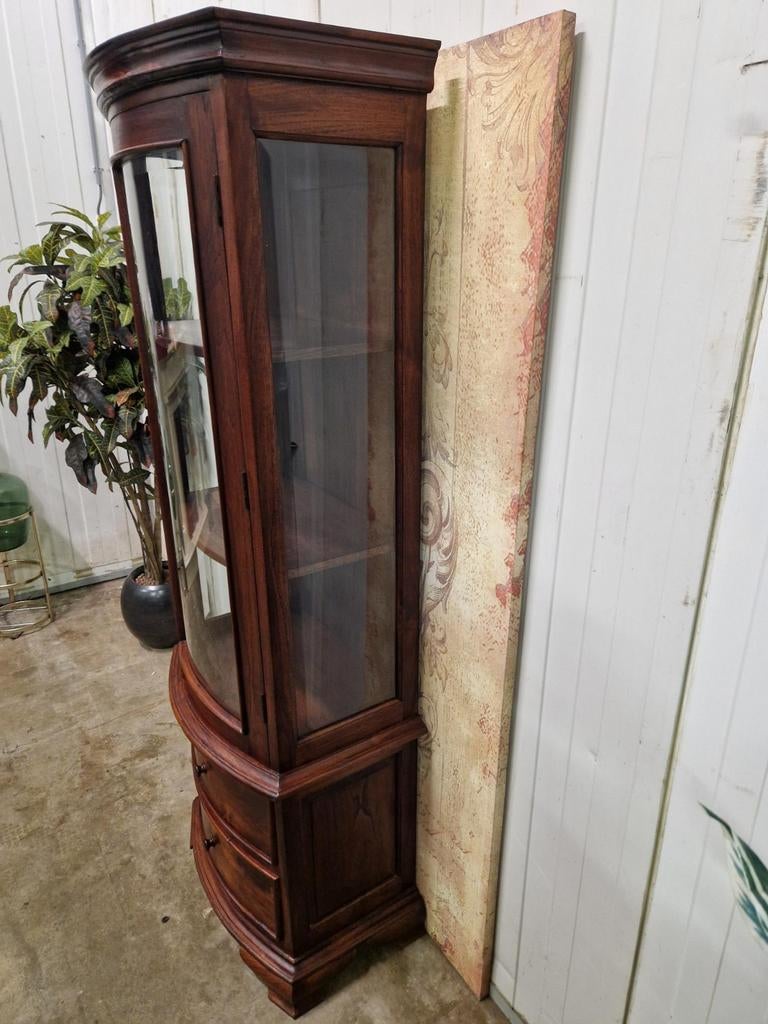 Klassieke Engelse mahoniehouten vitrinekast, servieskast, Zo goed als nieuw, 150 tot 200 cm, 25 tot 50 cm, 50 tot 100 cm