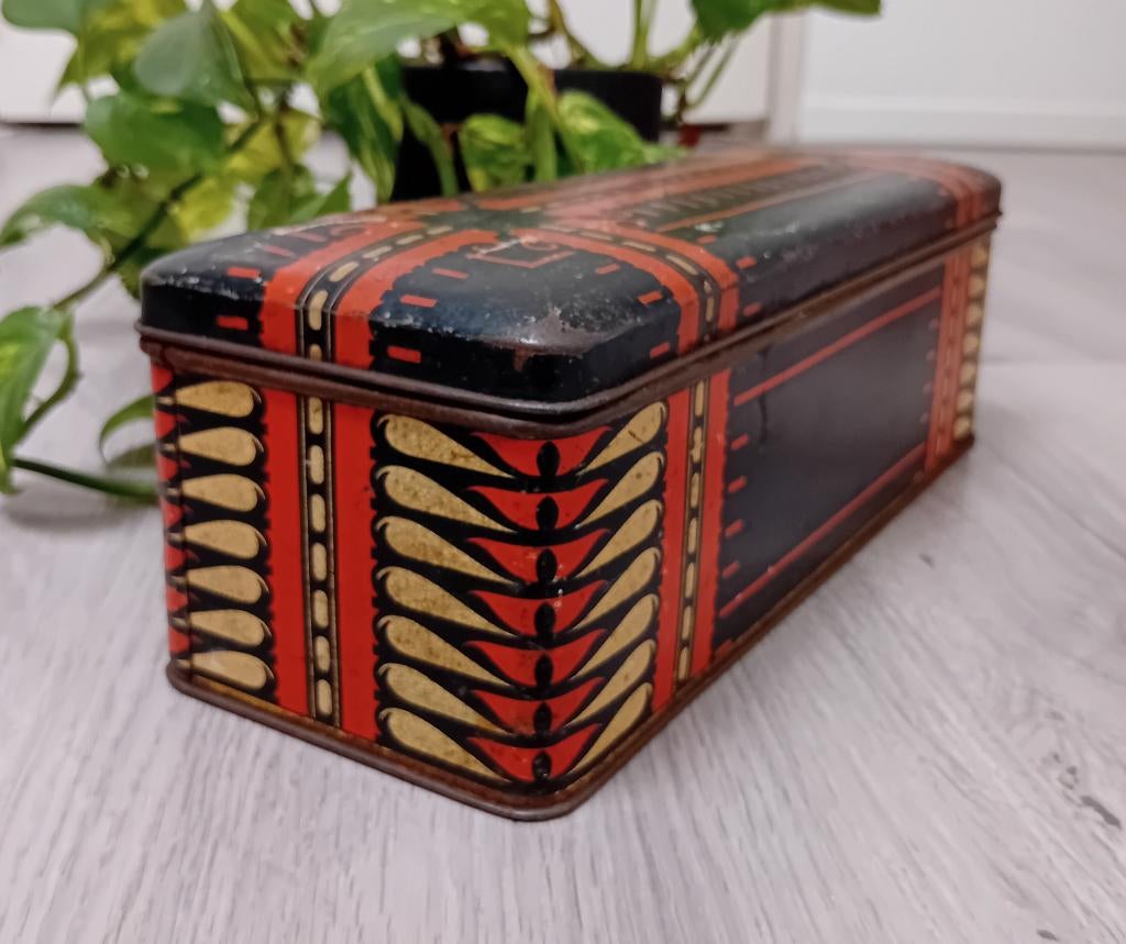 vintage amsterdamse school ontbijtkoek blik, Verzamelen, Blikken, Ophalen of Verzenden, Gebruikt, Overige