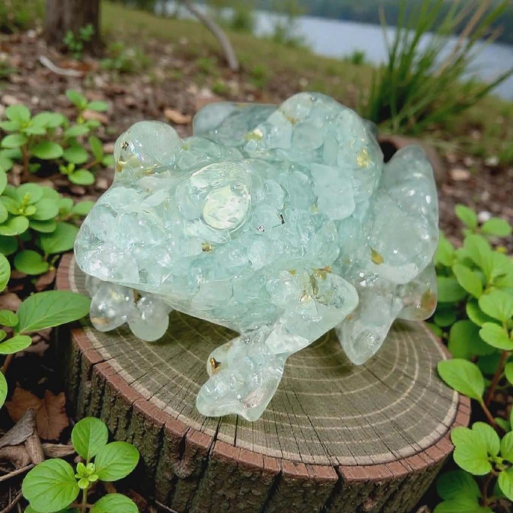 Aquamarijn orgonite kikkers, Ophalen of Verzenden, Mineraal
