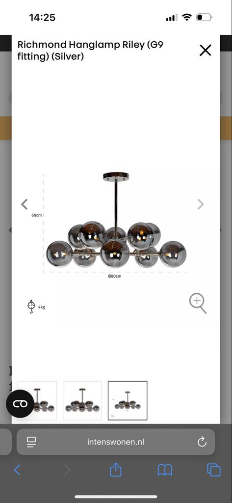 2x Richmond Riley Hanglamp - Mist 1 Bol Per Lamp, Ophalen, Gebruikt, Glas, Minder dan 50 cm