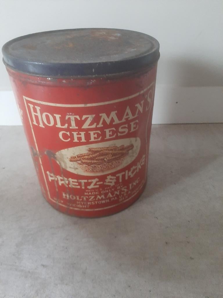 Vintage grote Holtzman's Pretzel Sticks Blikken Bus, Ophalen of Verzenden, Gebruikt, Overige