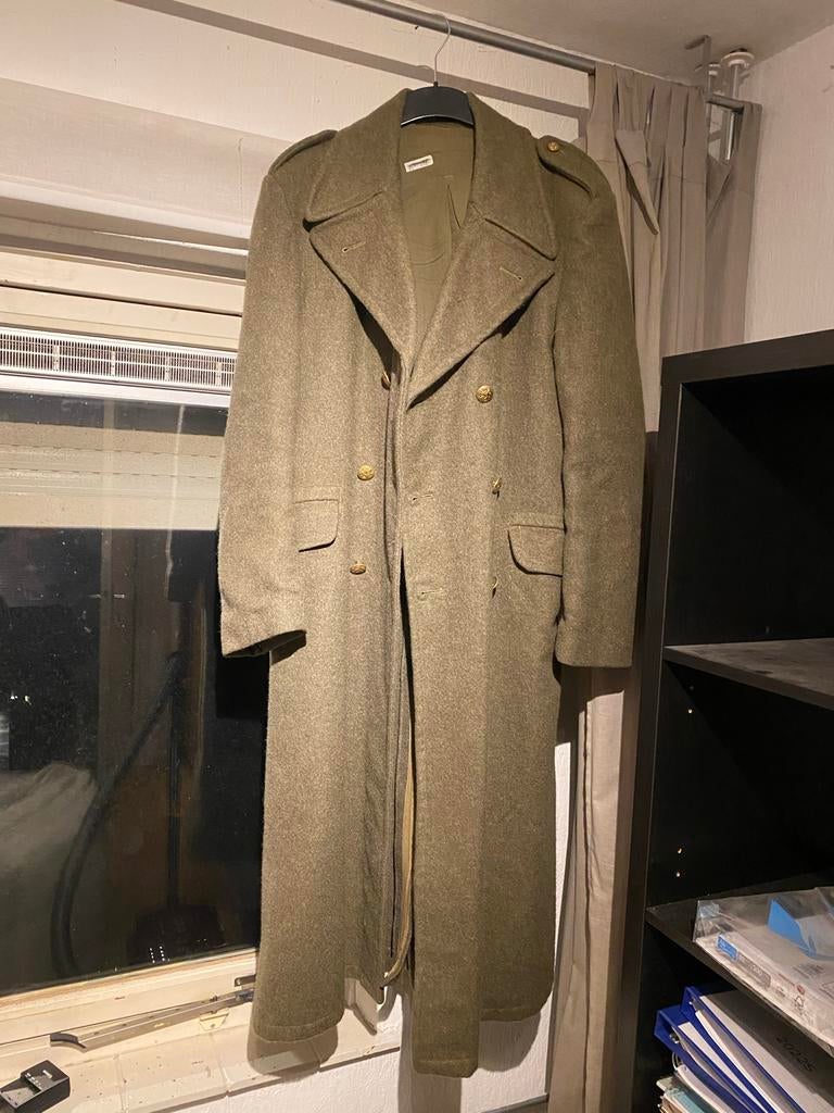 Vintage Militaire Overjas - Legergroen, Ophalen of Verzenden, Landmacht, Nederland, Kleding of Schoenen