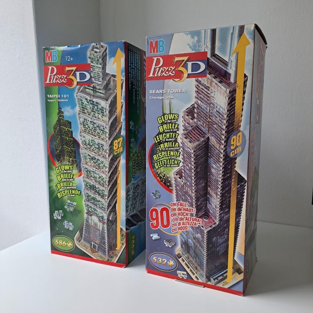 Puzz3D Sears Tower & Taipei 101 (3D puzzels), Ophalen of Verzenden, 500 t/m 1500 stukjes, Zo goed als nieuw, Rubik's of 3D-puzzel