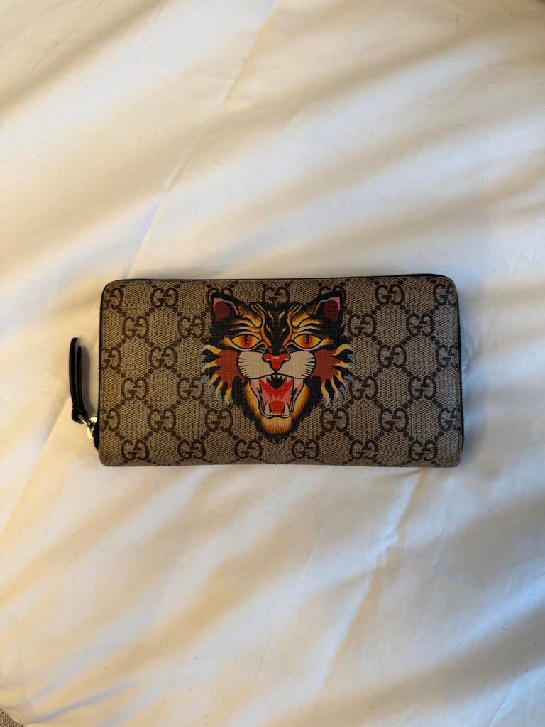 Gucci Portemonnee met Tijgerprint, Sieraden, Tassen en Uiterlijk, Portemonnees, Overige merken, Bruin, Ophalen of Verzenden, Zo goed als nieuw
