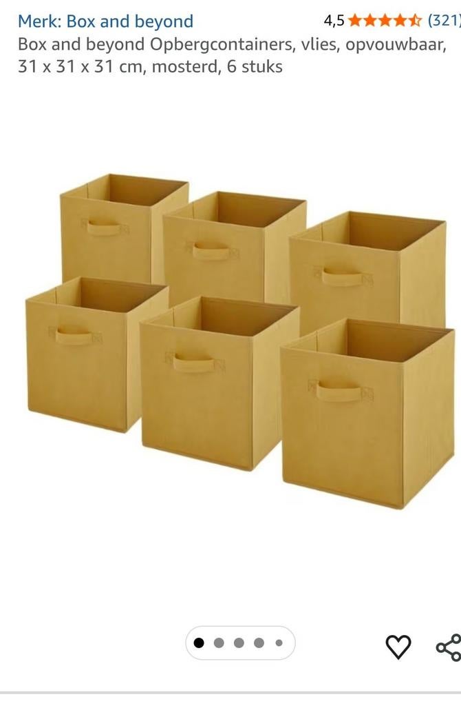 6 Opvouwbare opbergdozen - Mosterdgeel, Overige materialen, Minder dan 50 cm, Minder dan 50 cm, Ophalen of Verzenden