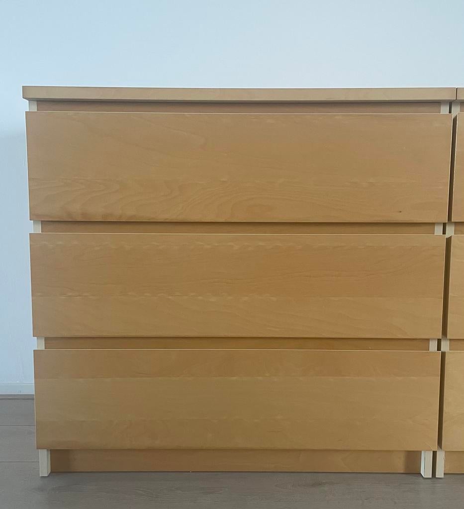 Malm ladekast berkenfineer, Zo goed als nieuw, 3 of 4 laden, Minder dan 100 cm, 25 tot 50 cm