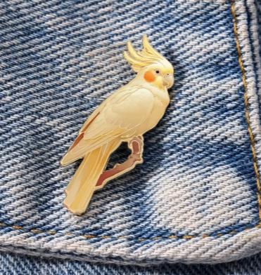 broche  witte valkparkiet, Verzenden, Nieuw, Wit, Overige materialen
