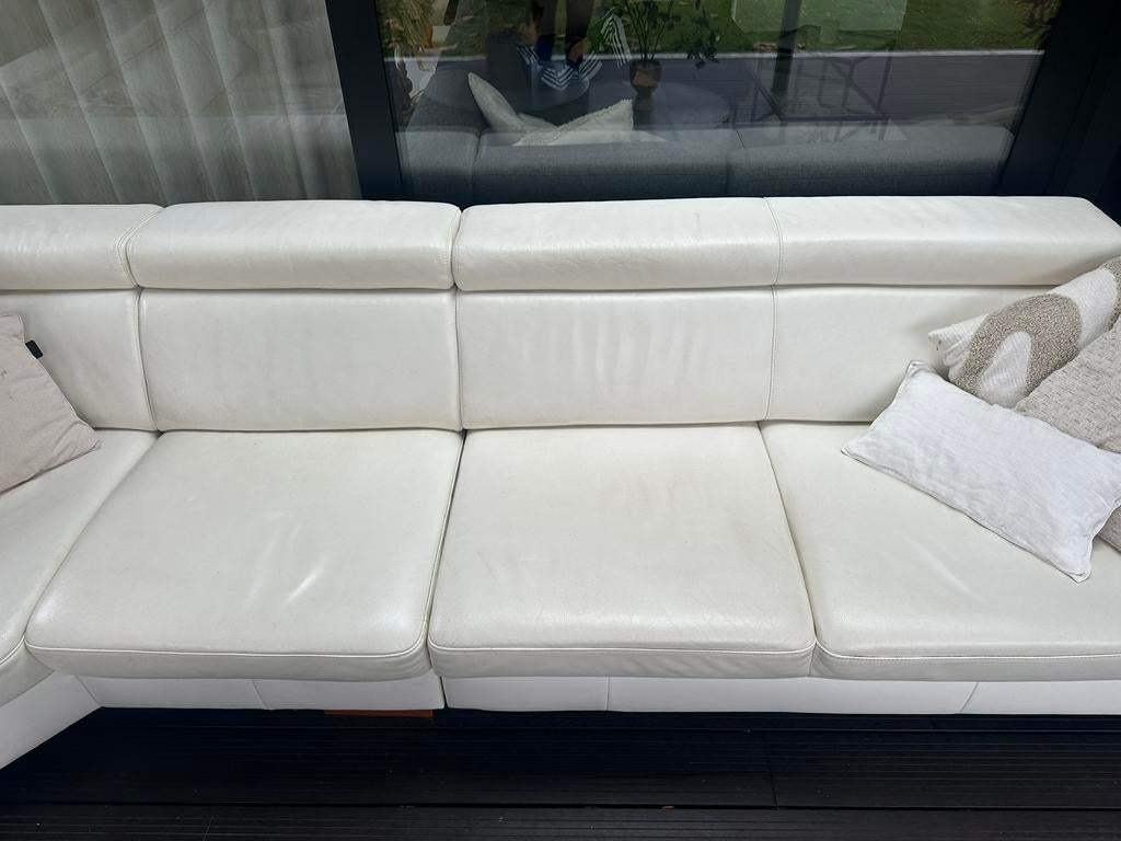 Witte leren bank te koop, Ophalen, Gebruikt