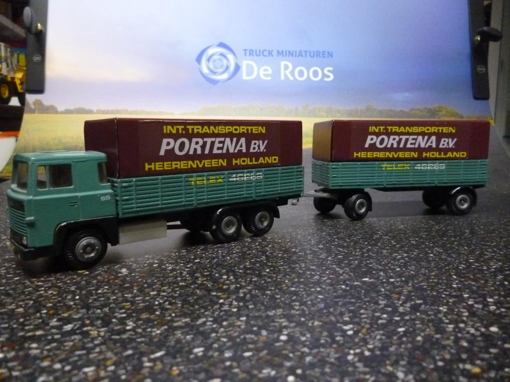 Tekno Scania 141 combi Portena, Hobby en Vrije tijd, Modelauto's | 1:50, Ophalen of Verzenden, Zo goed als nieuw, Bus of Vrachtwagen