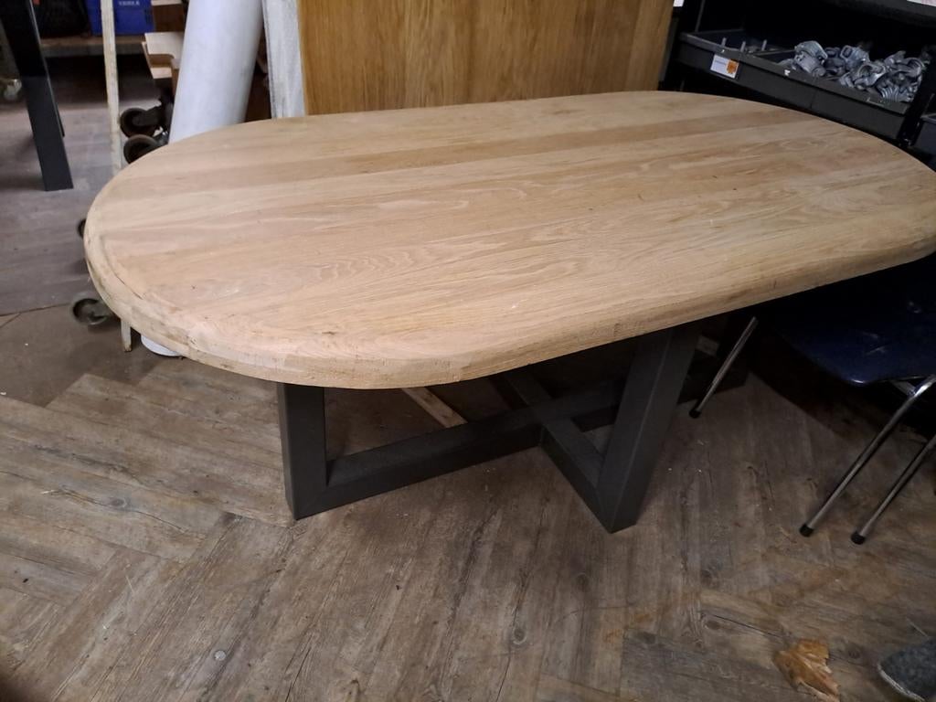 Eettafel massief eiken180x90 x6cm, Ophalen, 200 cm of meer, 50 tot 100 cm, Zo goed als nieuw