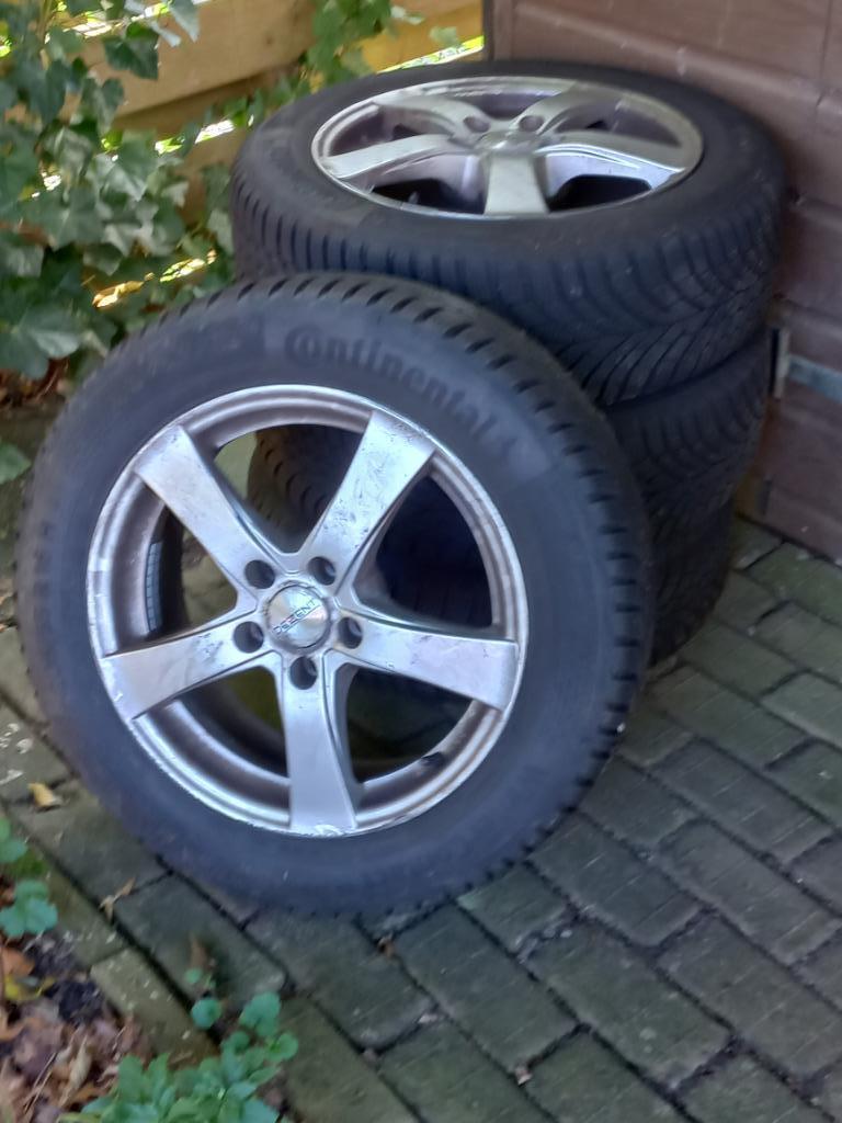 Set van vier Continental Winterbanden, Ophalen, Gebruikt, 16 inch, Banden en Velgen