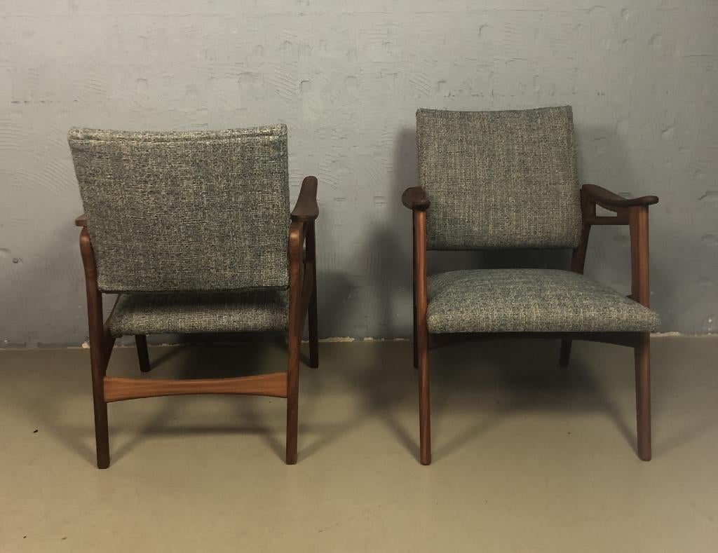 2 Teakhouten fauteuils, Ophalen, Minder dan 75 cm, Vintage, Zo goed als nieuw