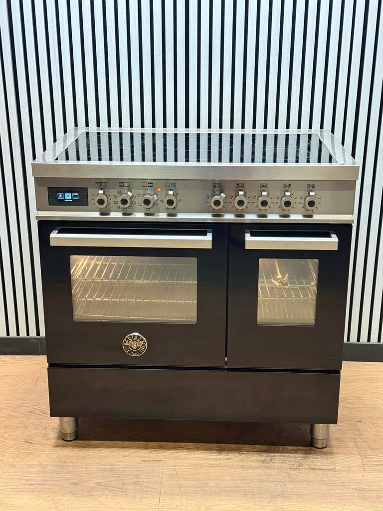 Luxe Bertazonni INDUCTIE Fornuis RVS/Zwart Hoogglans 90 cm, Witgoed en Apparatuur, Fornuizen, Fornello Esperta, Ophalen of Verzenden