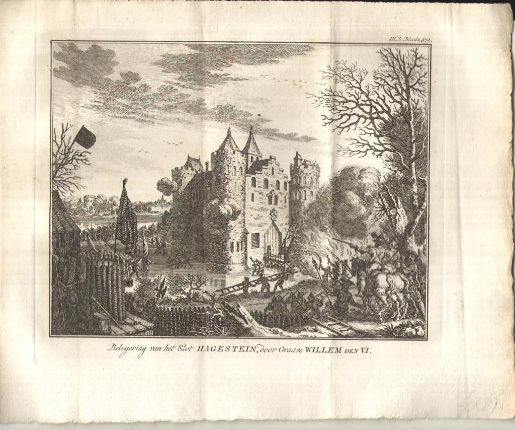 Belegering van het slot Hagesteyn gravure, Ophalen of Verzenden