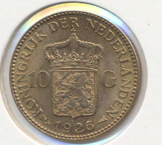 Nederland 10 Gulden 1926 Wilhelmina, Koningin Wilhelmina, Losse munt, 10 gulden, Goud