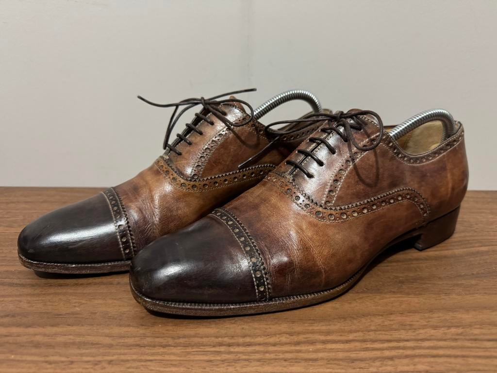 Santoni Oxford Brogues - Maat 41 / 7, Kleding | Heren, Schoenen, Bruin, Ophalen of Verzenden, Gedragen, Veterschoenen
