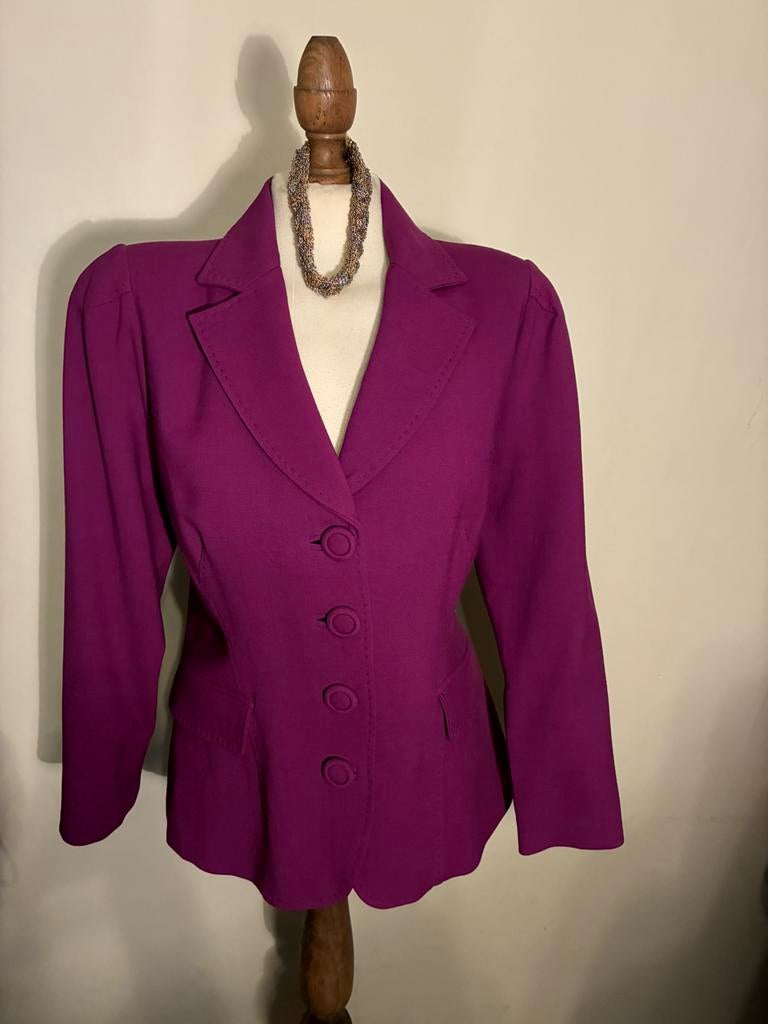 CLIPS ITALIAANS COUTURE JASJE PAARS EXCLUSIVE, Kleding | Dames, Verzenden, Paars, Maat 46/48 (XL) of groter, Zo goed als nieuw