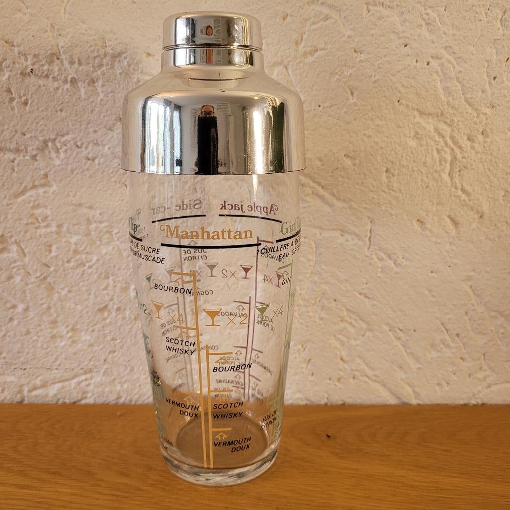 Arcoroc glazen cocktailshaker vintage France met 5 recepten, Ophalen of Verzenden, Zo goed als nieuw