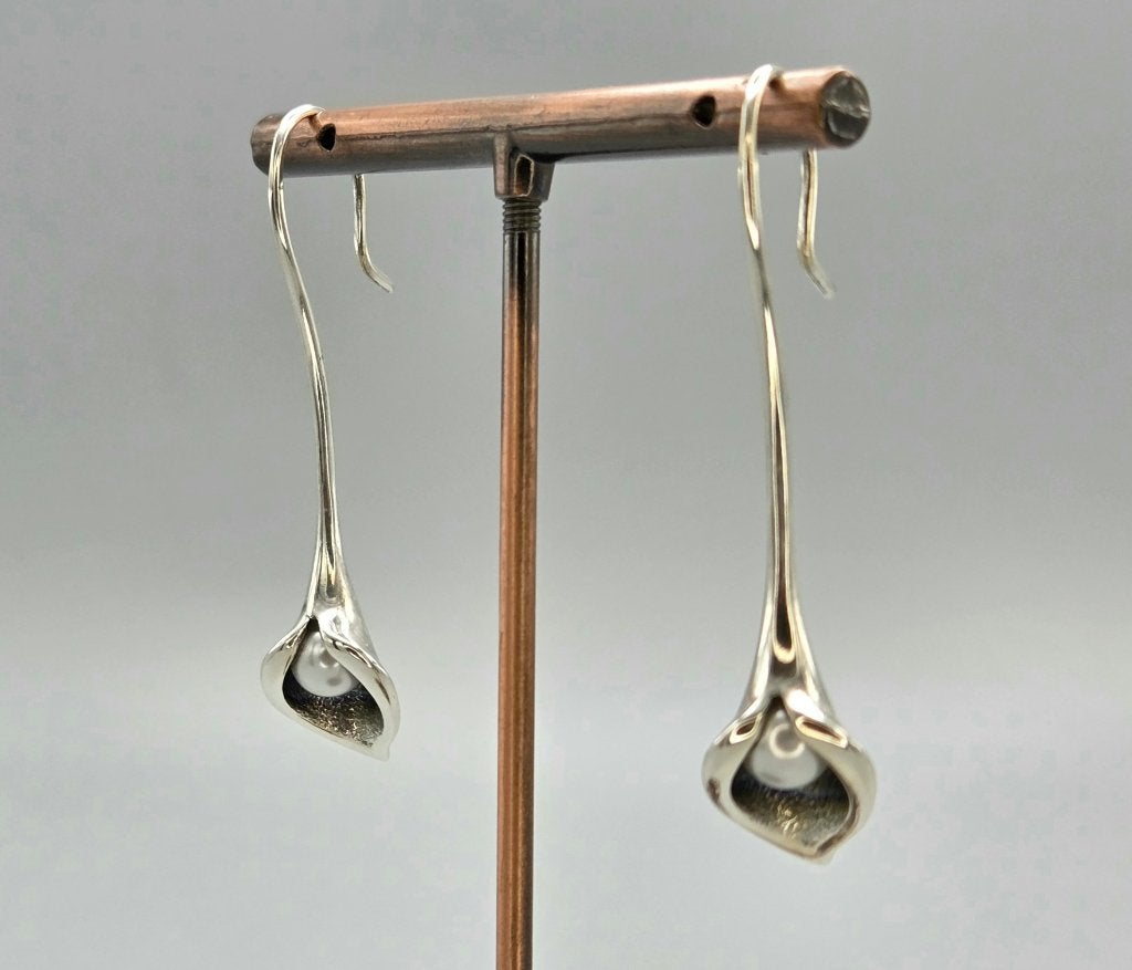 Zilveren lange oorbellen met parel. 2026/719, Sieraden, Tassen en Uiterlijk, Hangers, ., Nieuw, Ophalen of Verzenden