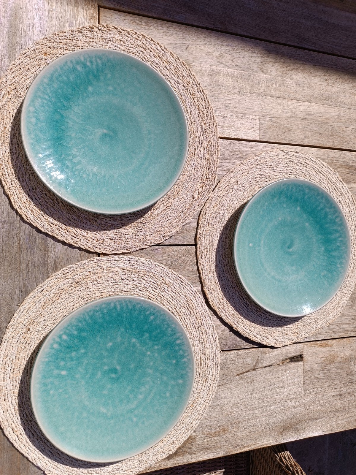 3x Jars Céramistes Tourron Jade dinerborden 26 cm, Gebruikt, Keramiek, Ophalen of Verzenden, Bord(en)