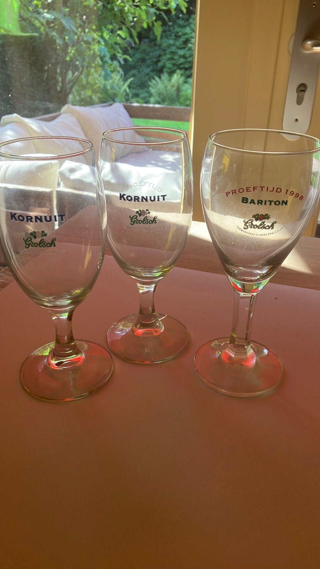 3 bierglazen Grolsch, Ophalen of Verzenden, Zo goed als nieuw, Bierglas