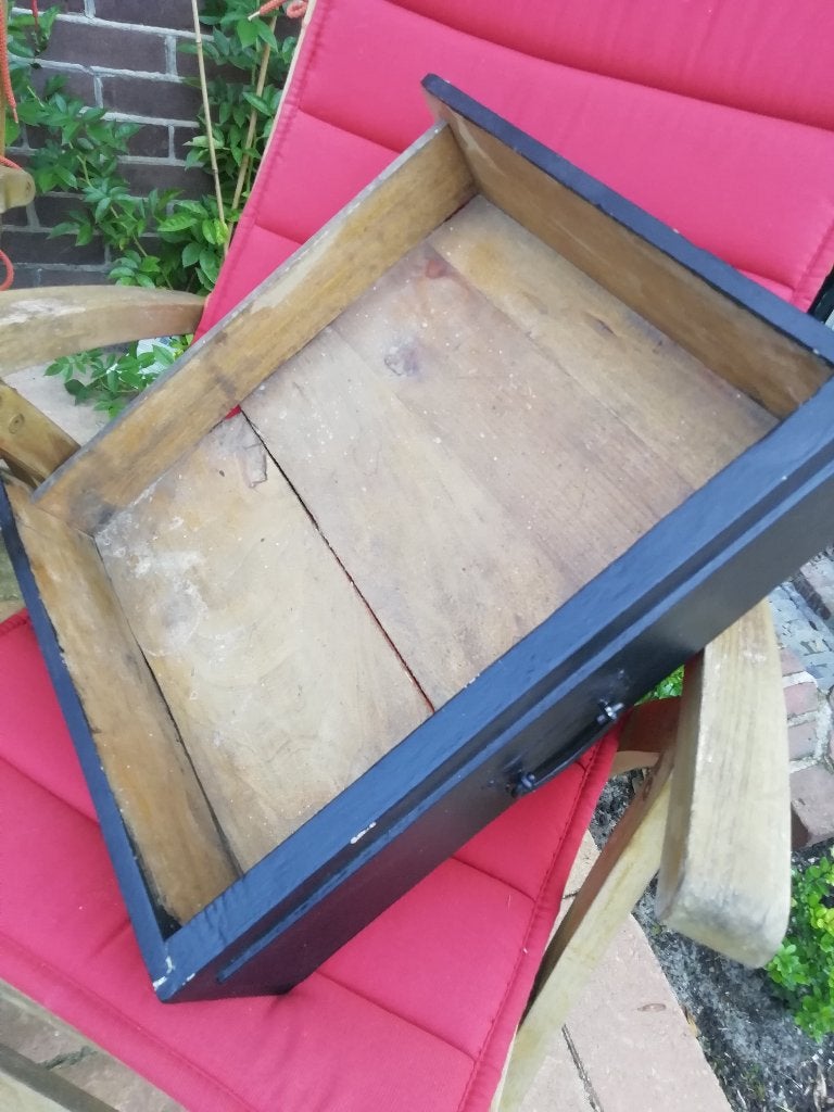 2 oude houten zwarte lades - antiek/brocante, Ophalen of Verzenden