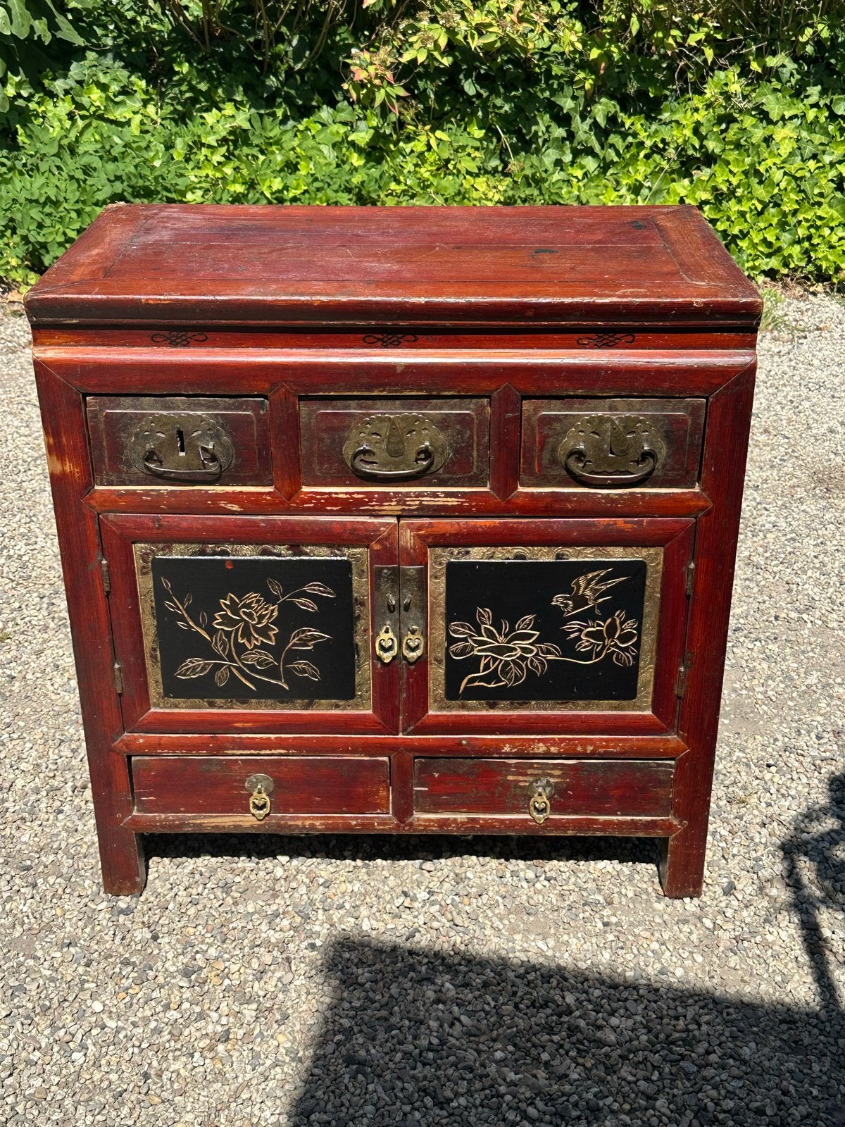 Prachtig Vintage Chinees Lakkastje Dressoir Rood & Zwart, Ophalen, C, V, C
