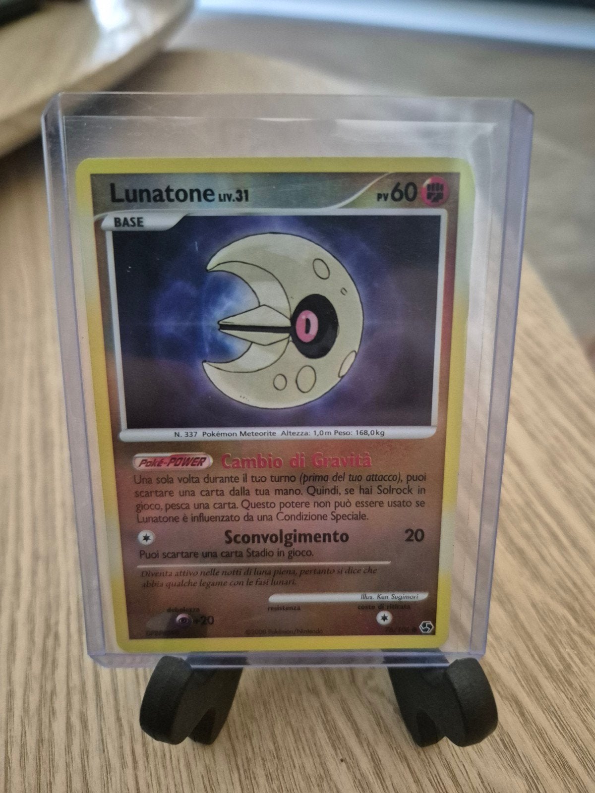 Lunatone Holo Italiaanse Pokémon Kaart, Ophalen of Verzenden, Zo goed als nieuw, Losse kaart, Foil