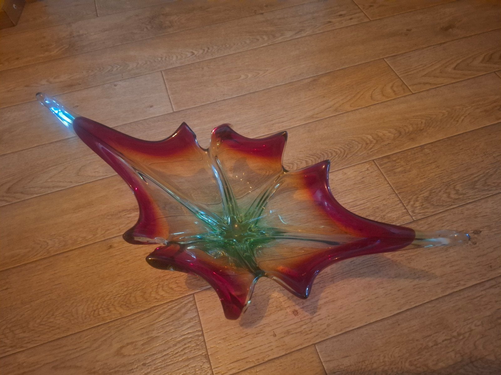Originele Murano glazen fruitschaal rood/groen, 1962, Antiek en Kunst, Ophalen of Verzenden